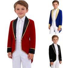DE Kinder Jungen Mädchen Prinz Kostüm Smoking Anzug Jacke Frack Kinder Halloween