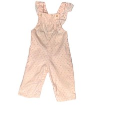 Vintage 80s 18-24 Months Pink Overalls Ditzy Floral Print Ruffle Romper Snap Leg