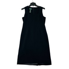 Lauren Ralph Lauren Women's 8 Back Black Sleeveless Sheath Dress P0935