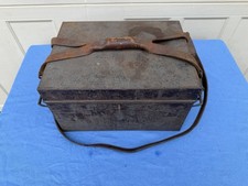 Vintage US Military Metal Field Kit Leather Straps Removable Compartments W/ Key