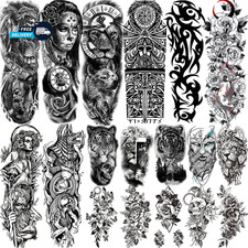 Full Arm Temporary Tattoos Sleeve For Men Women Realistic Fake Tatoos Warrior