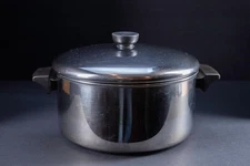 Revere Ware Stock Pot 4 1/2 Qt 98f Stainless Steel Tri-Ply Disc Bottom w/ Lid