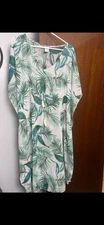 Kona Sol Dress Women's Small Palm Leaf Kimono Swim Cover Up Beach Boho Summer