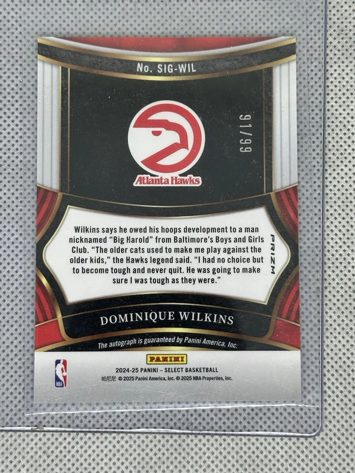 Fleer Dominique Wilkins 1986 novato, 1986 Fleer pegatina RC, 2024 Panini automático/99 Foto 3 de 4