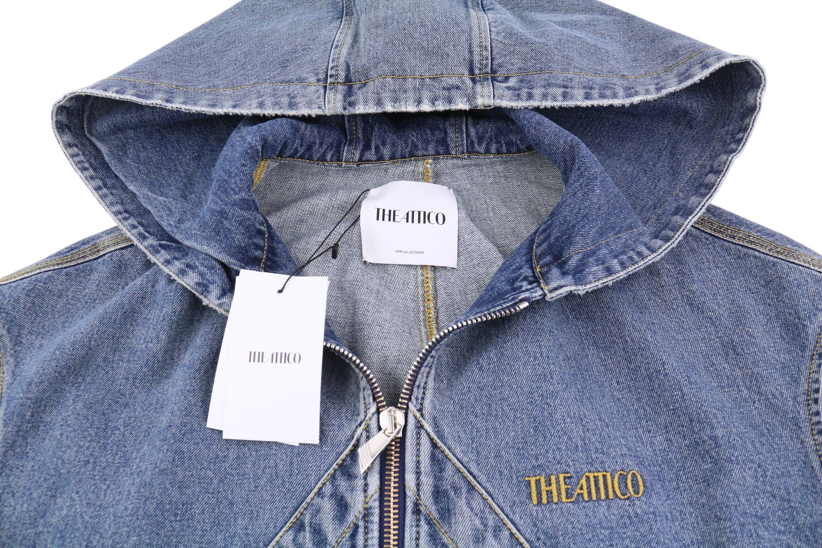 THE ATTICO Women Jacket 42 Blue Denim Bomber Hooded RRP1550 image 5