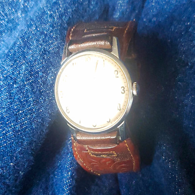 Timex Classic Analog Wristwatch White Dial Brown Leather Strap Silver Case