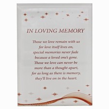 Memorial Glass Plaque "In Loving Memory" with Wording 12cm x 8cm