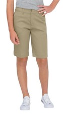 Dickies Big Girls' Khaki Stretch Bermuda Short Size 16 New