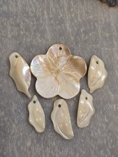 20 Natural Mother of Pearl Teardrop Sea Ocean Shell Pendant Beads 45X15 mm 1.5  