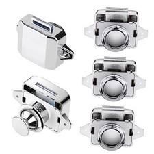 5 Pack Push Button Latch Cabinet Door Catch Keyless Cupboard Locks for Silver