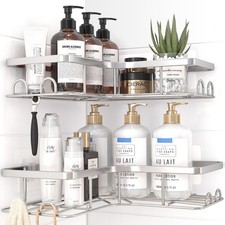 Sakugi Corner Shower Caddy - 2 Pack, Adhesive Large, Silver