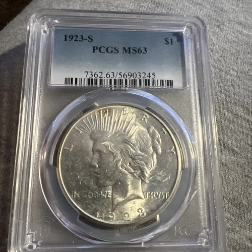 1923-S $1 PCGS MS63 1923 S PEACE SILVER DOLLAR