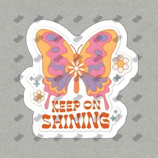 Colorful Butterfly Vinyl Sticker Keep on Shining Decal for Laptops, 678231