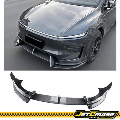 Fits 2026 Tesla Model Y Juniper Premium Front Bumper Lip Spoiler Carbon Look 3PC