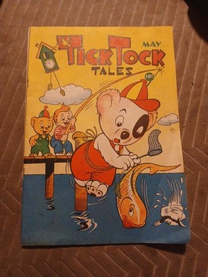 TICK TOCK TALES #5 Golden Age 1947 KOKO AND KOLA FISHING COVER! Cartoon 