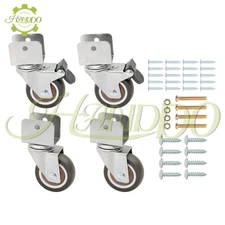 4 Set 2" Swivel Caster Wheels with U Bracket (2 with brake&2 without) 360-Degree