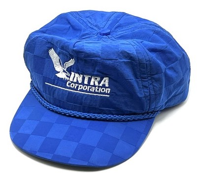 Vtg. Intra Corp Cap Rope Trucker Hat StrapBack Adj. Blue Checker USA Made Nice