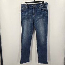 KUT From The Kloth Women's Blue Wash Distressed Straight Leg Jeans Size 12