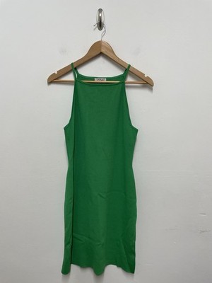 COS Knitted Mini Dress Size Medium Bright Green Bodycon Sleeveless Stretch