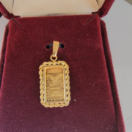 Vintage 1 Gram .9999 American Eagle Gold Bullion Bar Pendant