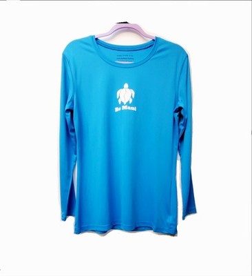 NWT Be Maui  Blue Turtle Graphics Long Sleeve Snorkel Swim Top Rash Guard  Sz L