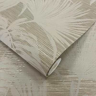 Taupe Metallic Wallpaper Roll Grasscloth Textured Palm Leaf Pattern Holden 66221