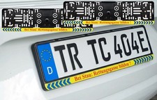 2x Kennzeichenhalter 520 x 110 mm Mit Gelb Leiste/ Bei Stau Rettungsgasse bilden