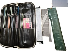 Vintage Susan Bates Boye Aluminum Knitting Needles Crochet Hooks 29 Qty Case Set