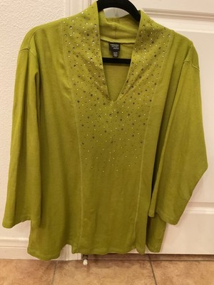 Rafaella Studio Woman Embellished Lime Green Top Sz 22W