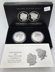2023 S $1 Morgan & Peace Dollar Reverse Proof 2 Coin Fine Silver Set w/ OGP COA