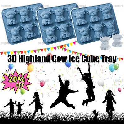 3D Highland Cow Ice Cube Tray, Large Silicone Fun Shapes Ice Cube Mold for Whisk