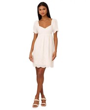 Adrianna Papell Women's Cotton Eyelet Puff-Sleeve Fit & Flare Dress - Ivory - 8