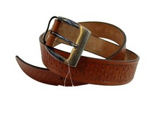 COWBOY BELTS MENS LEATHER BELT TOOLED LEATHER CASUAL FORMAL WEAR 32 - 50
