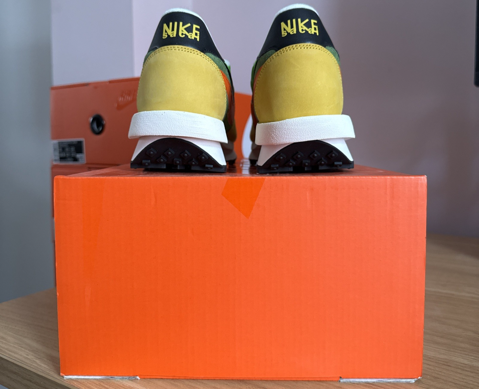 SACAI X NIKE Nike LD Waffle x Sacai Green Gusto Safety Orange UK10 US11 EUR45 Nuove con etichette