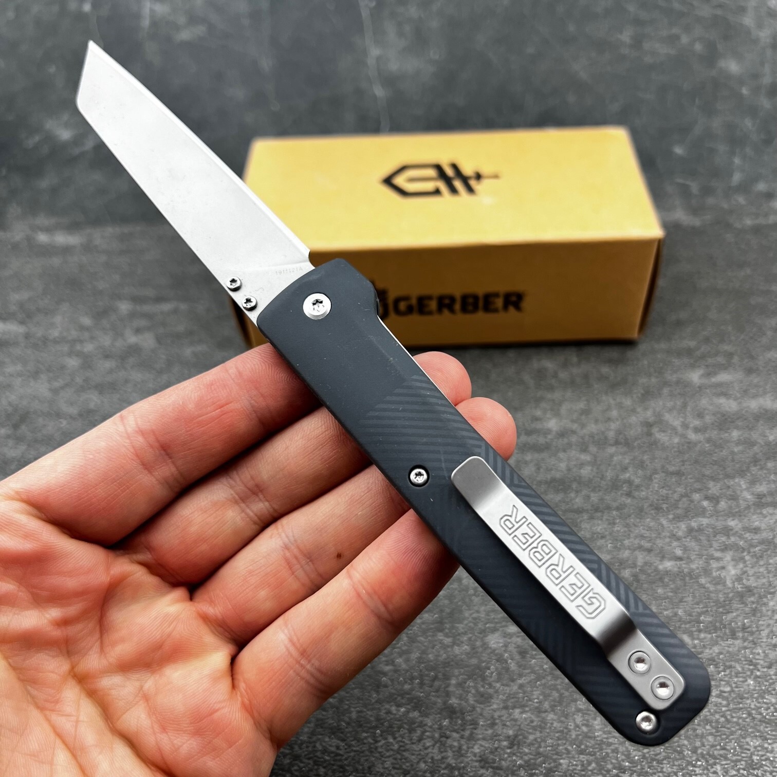 Gerber Pledge Blue Gray Sheepsfoot Blade Lightweight EDC Folding Pocket