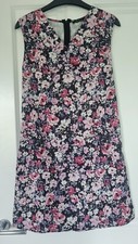 TRENDYOL BLACK PINK LILAC FLORAL PRINT V-NECK SLEEVELESS KNEE LENGTH SHIFT DRESS