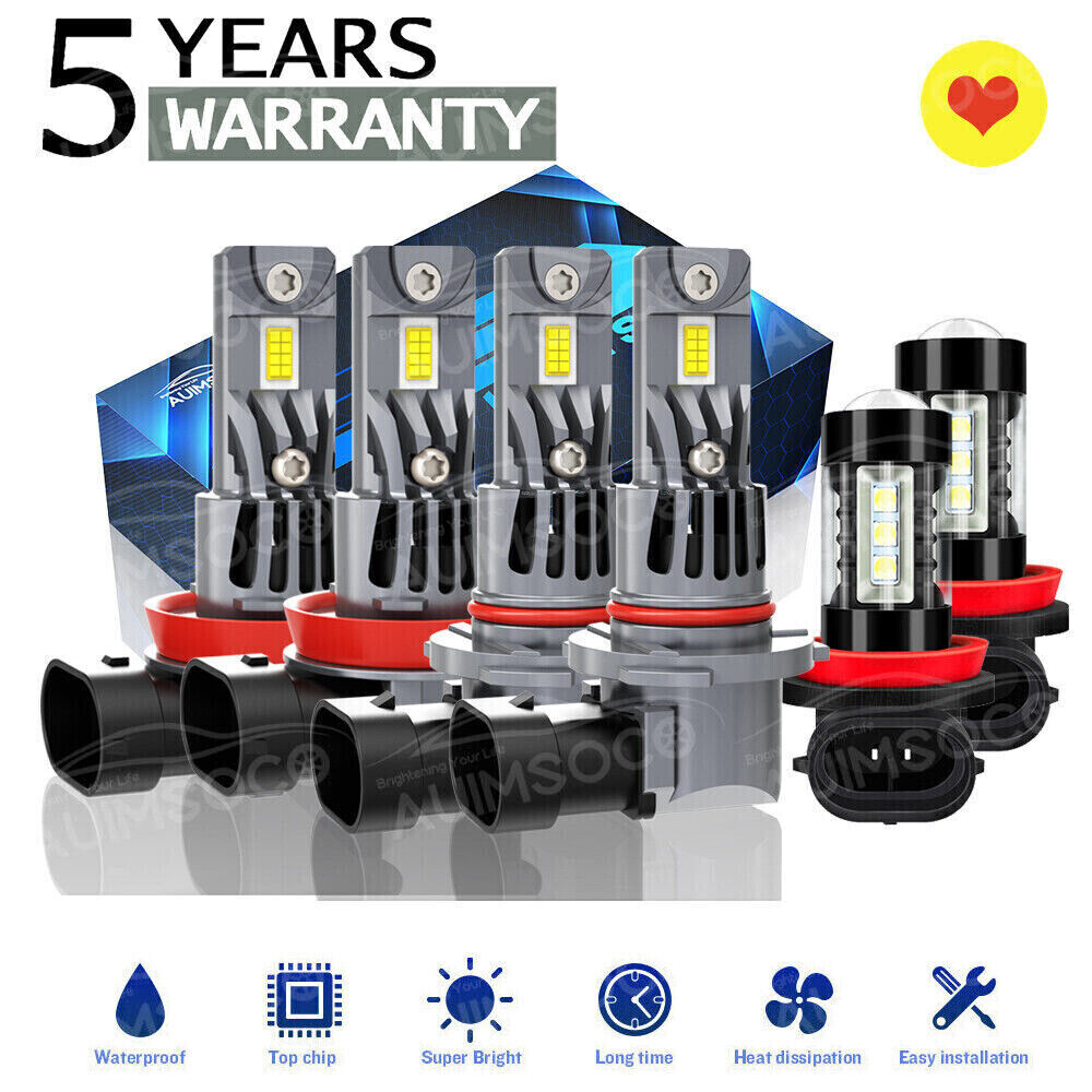 10000K Combo LED Headlight Kit Hi+Low+Fog Bulbs for Honda Accord 2013 2014 2015