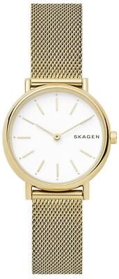 Skagen Women's Signature 30mm Slim Gold-Tone Steel-Mesh Watch! SKW2693 NEW! 