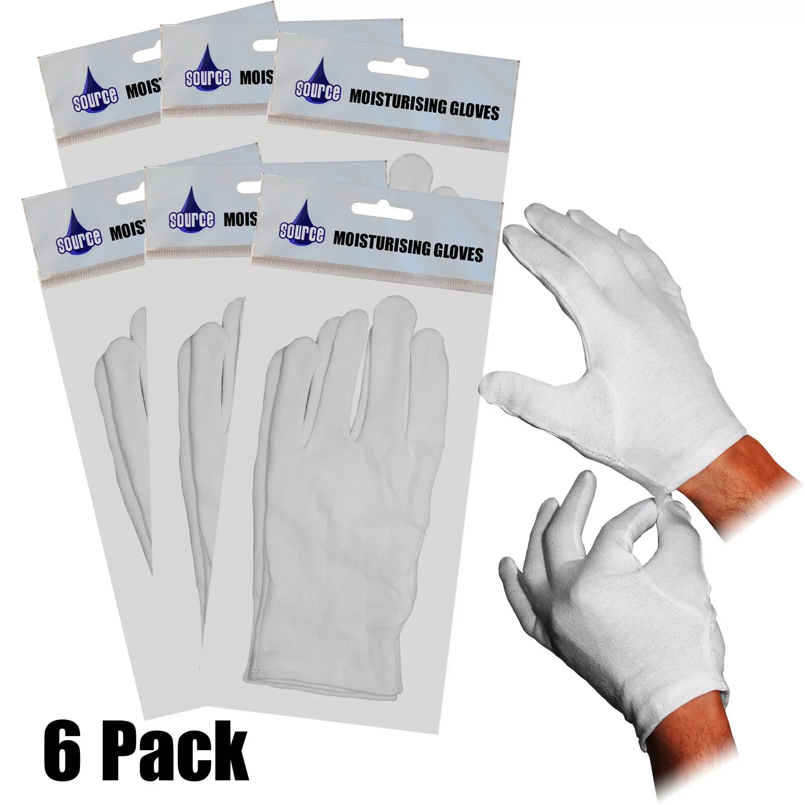 6 Pack Source Healthcare Beauty Hand Cream Retaining Skin Moisturising Gloves
