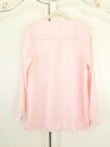 J. Jill Blush Pink Linen Pintuck Long Sleeve Relaxed Fit Pullover Top Small - Picture 3 of 6