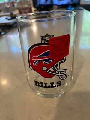 #ad #ad Vtg Buffalo Bills NFL Glass Decanter Tumbler Mobil Super Unleaded Promo Sticker $15.00