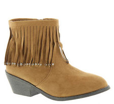NIB Kids Volatile FLUFFY Tan FRINGE / RHINESTONE Ankle Boots Booties Girls 4 M