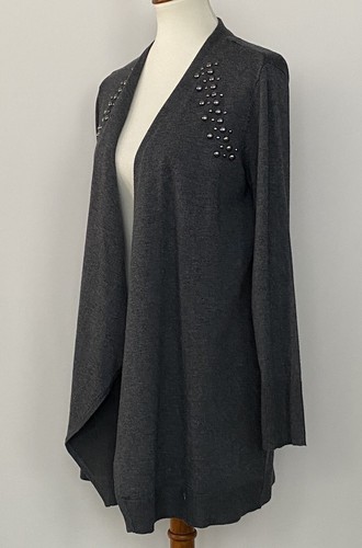 JM Collection Damen Strickjacke vorne offen grau Nieten Stretch Gr. SM - Bild 6 von 10