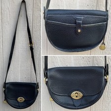 Vintage Dooney  Bourke Black AWL Saddle Cross Body Bag USA Made Brass Lock