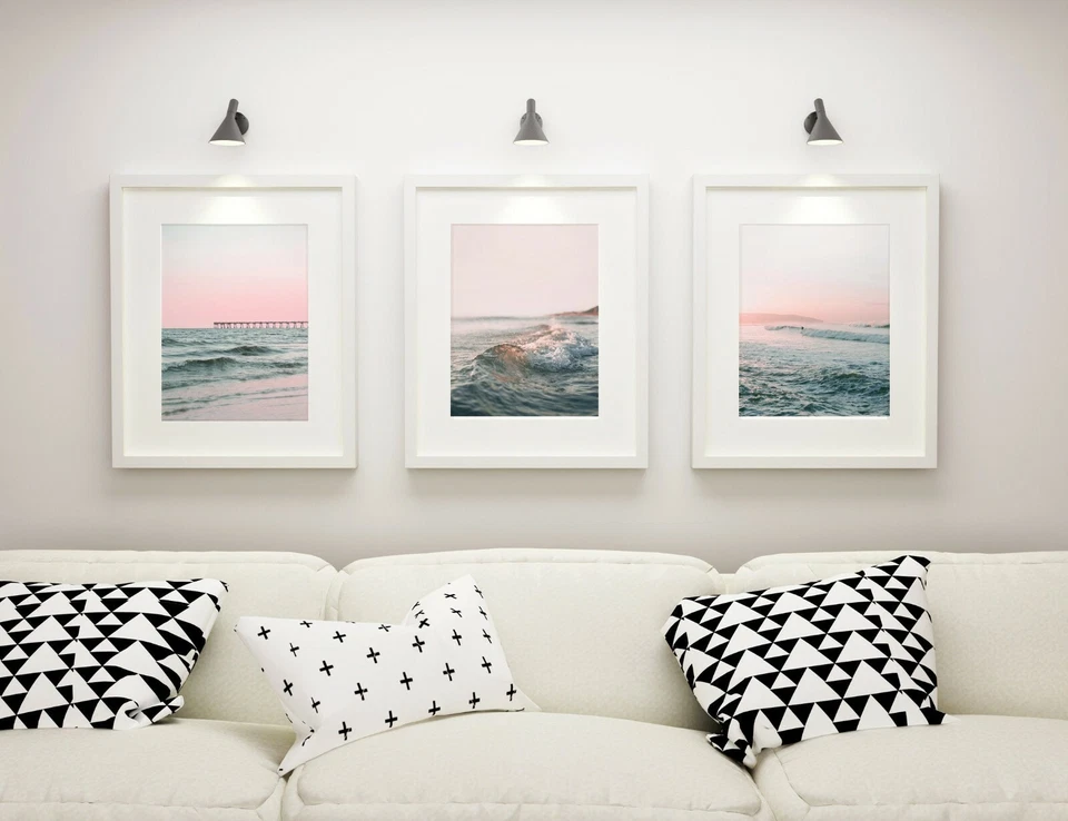 Conjunto de 3 estampas Sunset Pier Beach & Ocean Waves. Ótima decoração para casa - Imagem 2 de 4