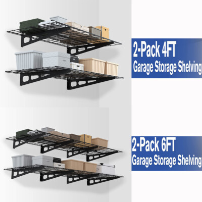 WORKPRO 2-Pack 4FT/6FT Garage Wall Shelving 400 lbs Load Wall Mounted Shelving