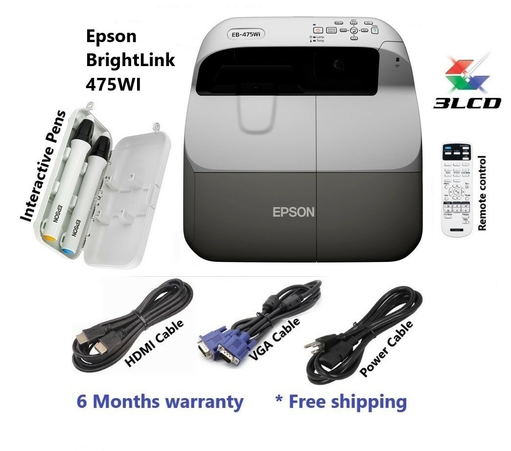 Epson BrightLink 475Wi Interactive WXGA 3LCD Projector (6 month