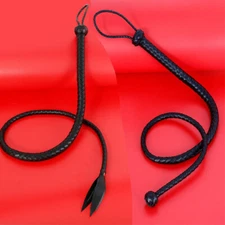 Long Riding Horse Crop Whip Flogger Restraint Toy Equestrian Training PU Leather