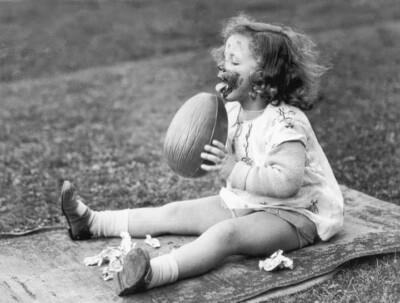 Black and White Photo 1930 Eating a  Chocolate Egg  8x10 Reprint  A-6
