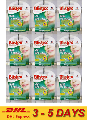 9 x BLISTEX LIP CARE SOLUTIONS MINT LIP BALM MOISTURE AND SUN PROTECT SPF15